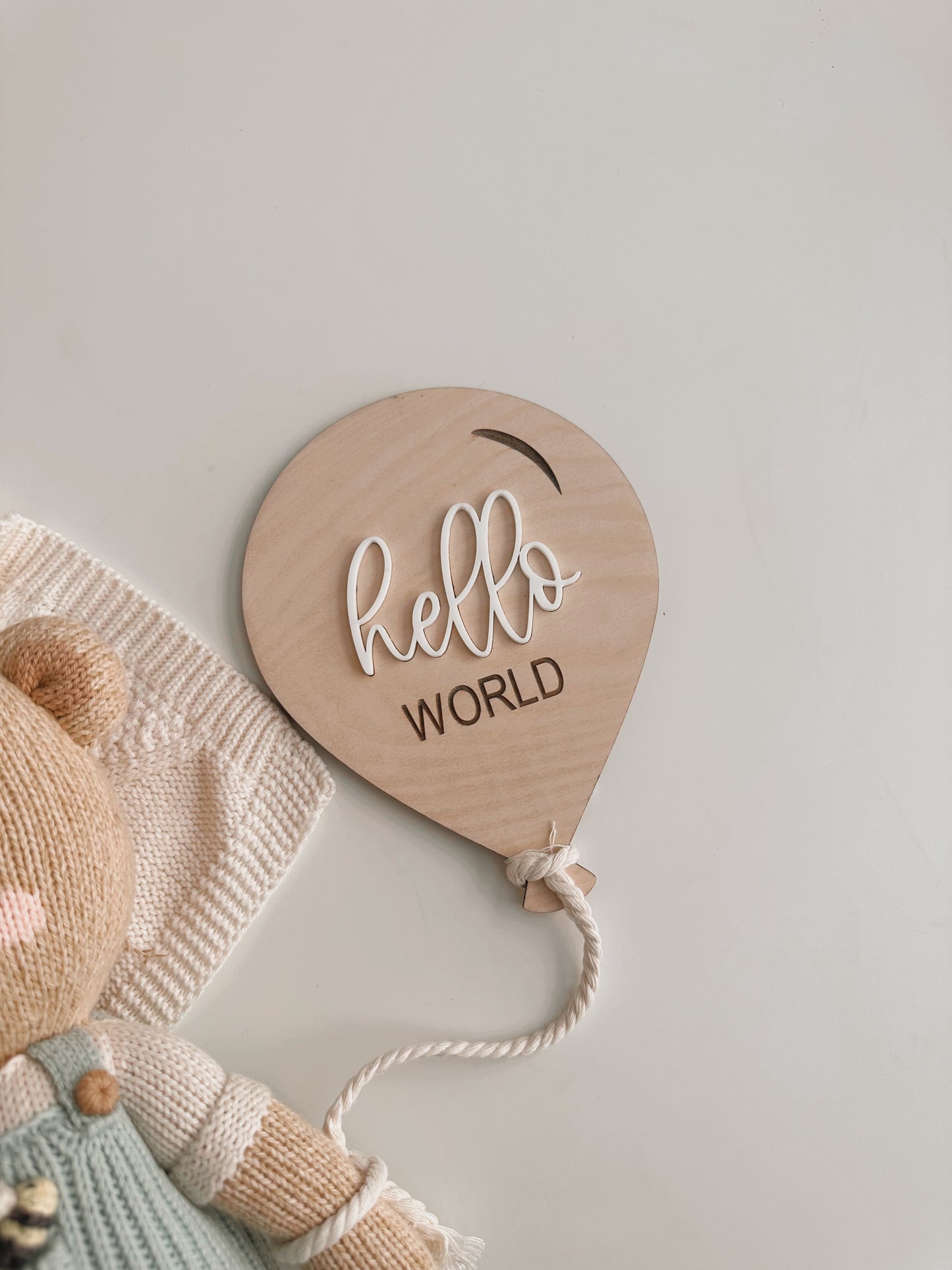 Air Ballon Hello World Baby Birth Announcement