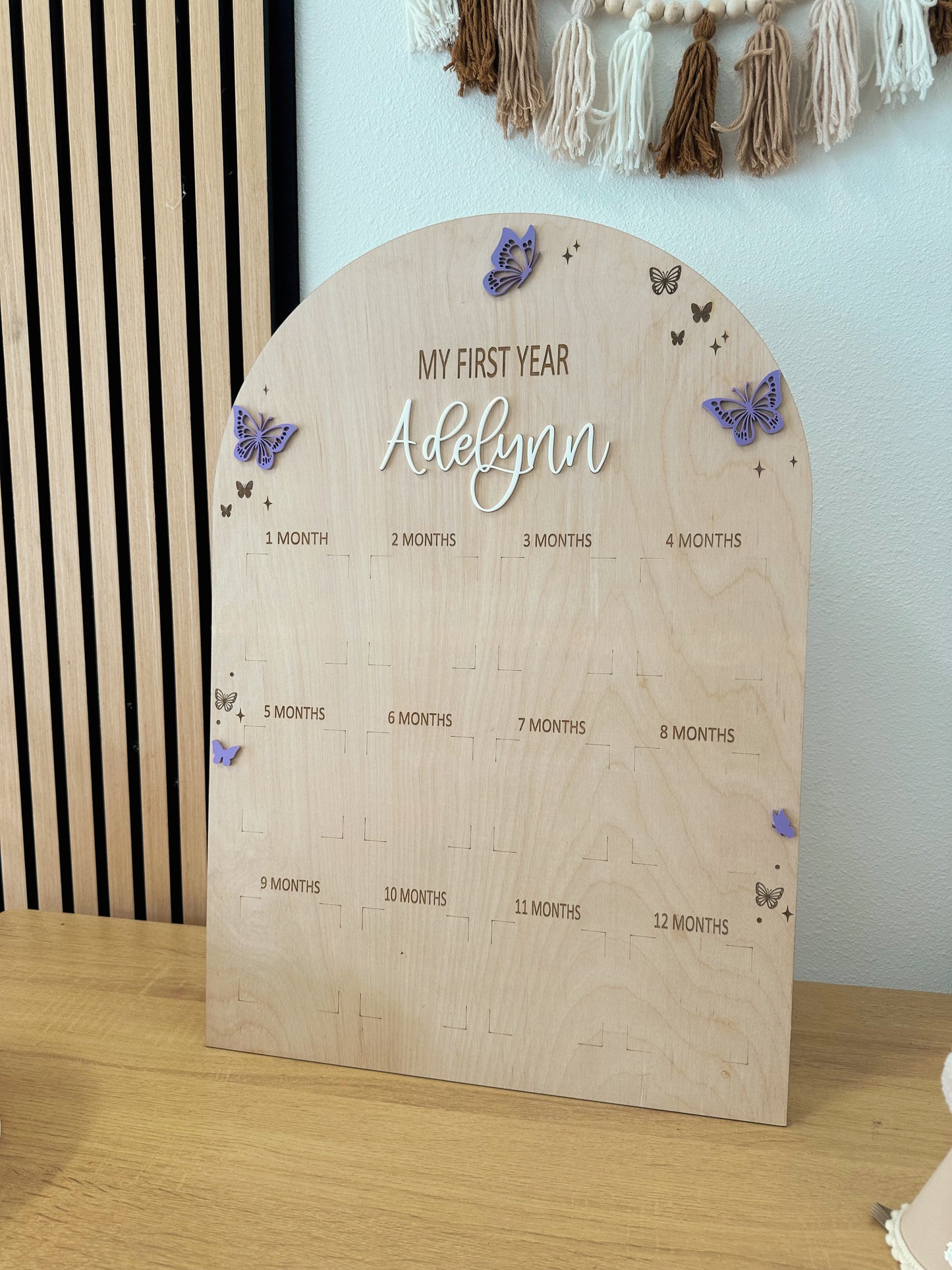 Butterfly First Year of Birthday Photo Milestone Board