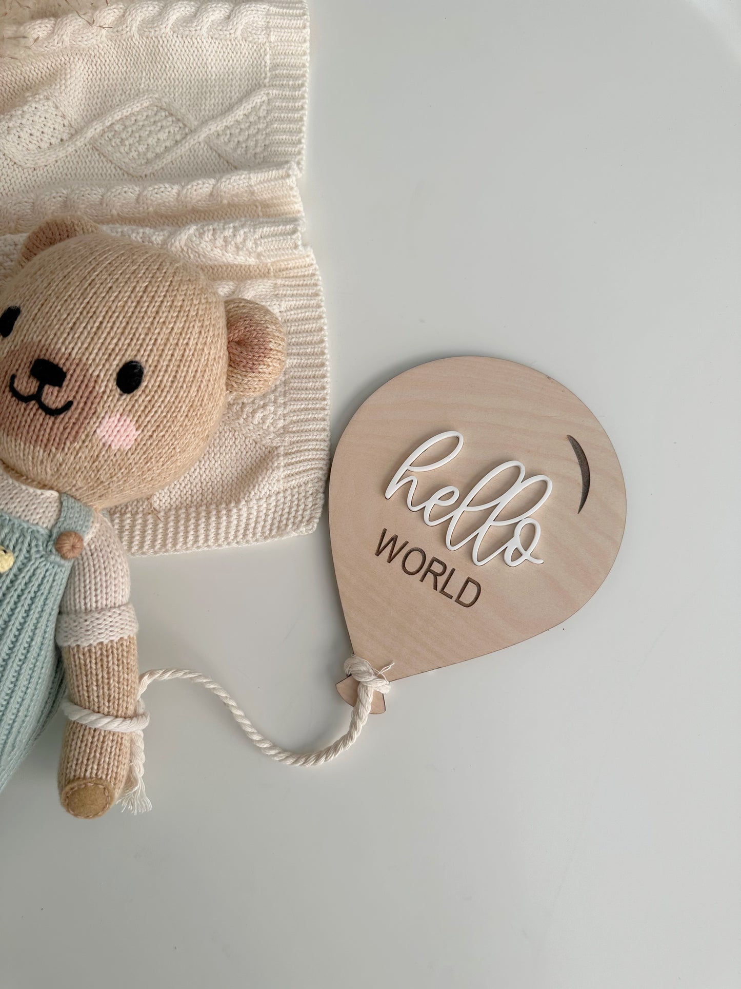 Air Ballon Hello World Baby Birth Announcement