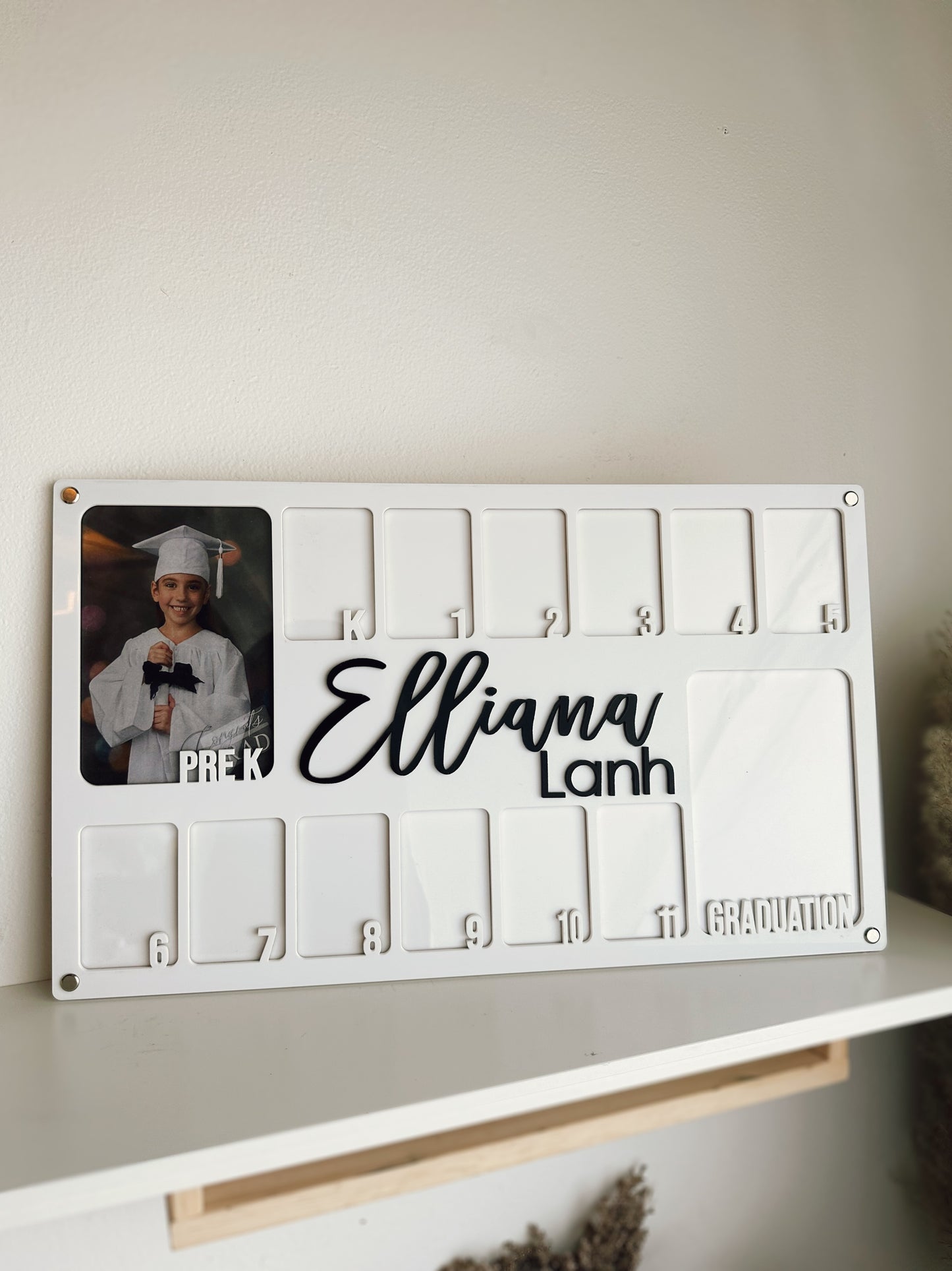 White Graduation School Year Photo Frame