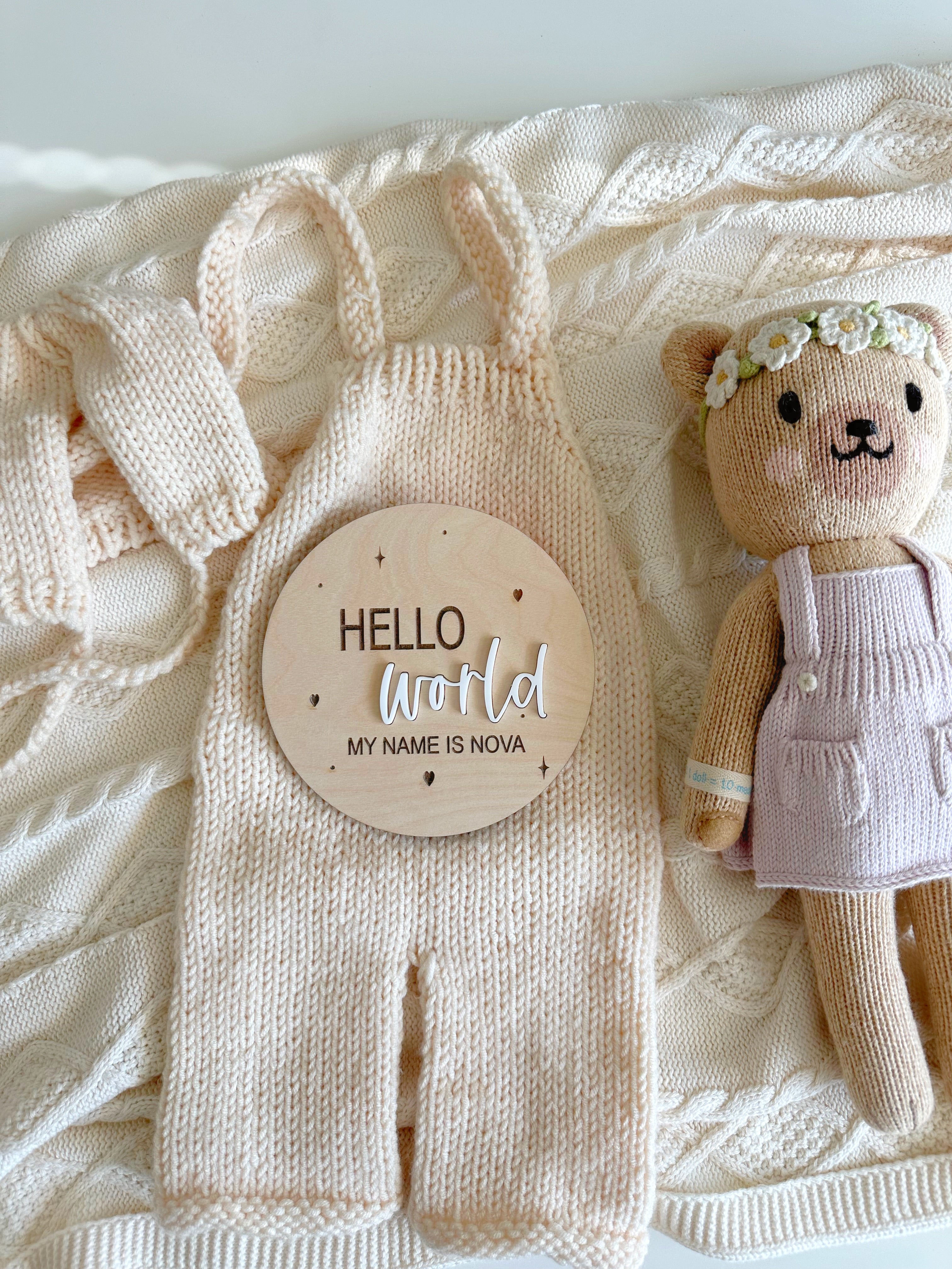 Hello World My Name Is Baby Birth Announcement