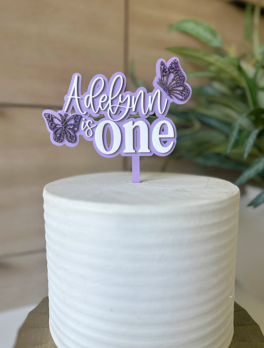 Butterfly Cake Topper, Acrylic Custom Cake Charm, Number Cake Topper, Name Acrylic Cake Topper, Is one Birthday, Personalize Topper