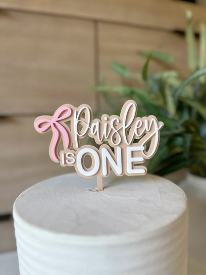 Bow Cake Topper | Happy Birthday Cake Topper | Custom Acrylic Cake Charm | Number Cake Topper | Personalized Cake Topper |