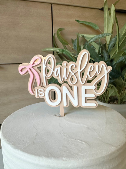 Bow Cake Topper | Happy Birthday Cake Topper | Custom Acrylic Cake Charm | Number Cake Topper | Personalized Cake Topper |