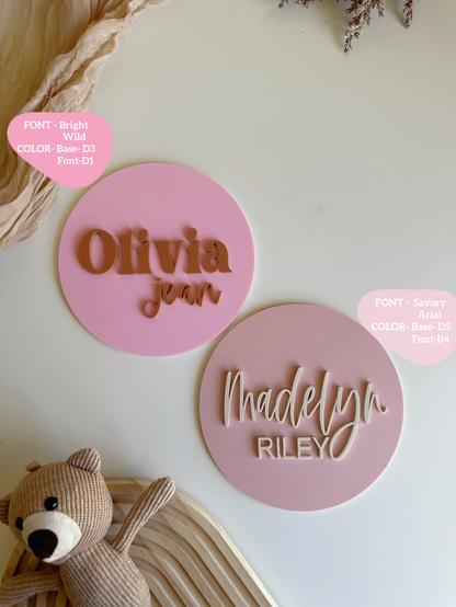 3D Acrylic Colored Birth Name Sign